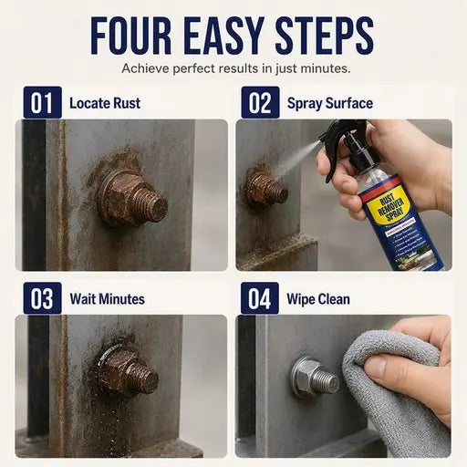 Spray antirouille et lubrifiant – Restauration instantanée des métaux, prévient la formation de rouille – Application facile d'une seule main ! 🔧💨
