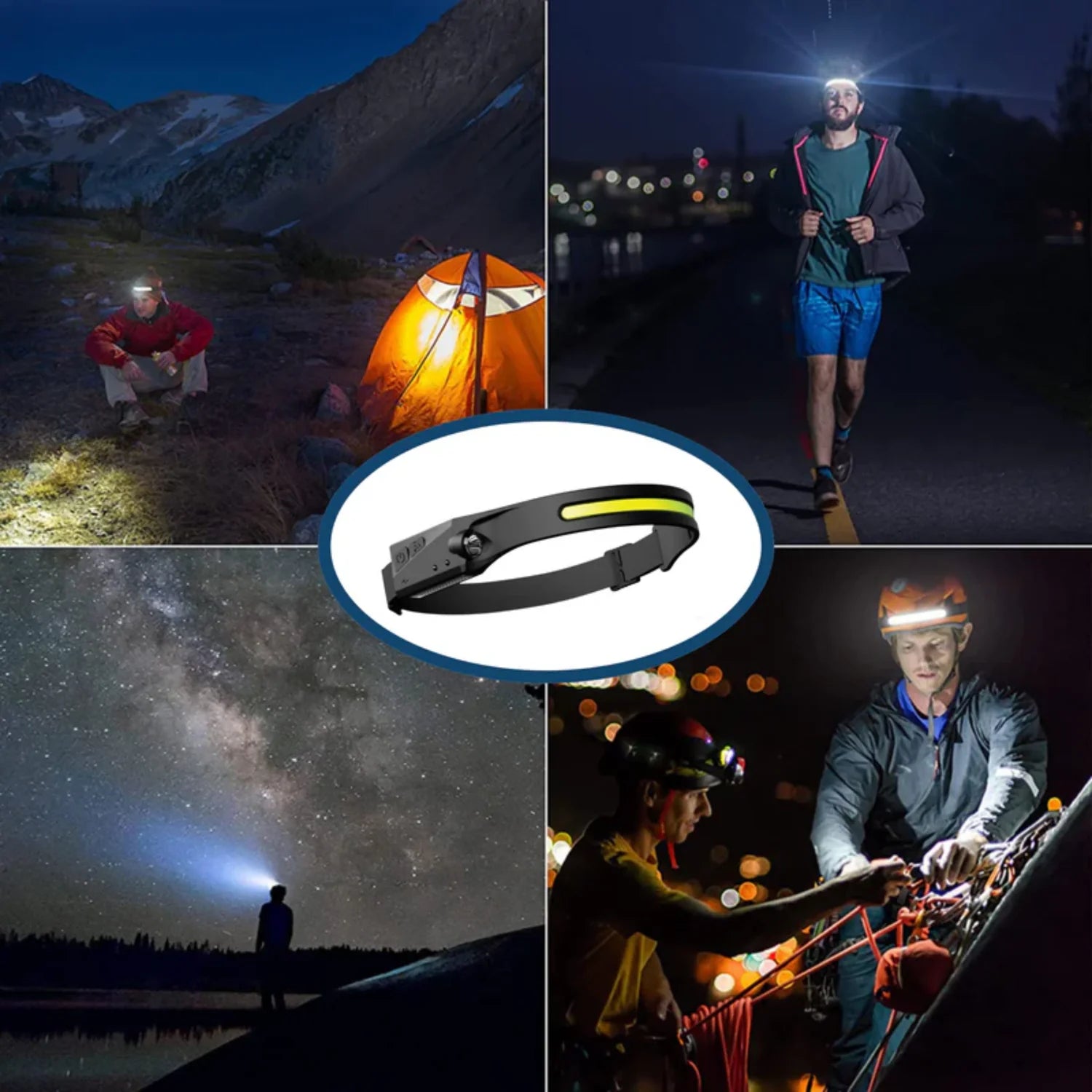 Lampe Frontale Gestuelle 230° - LED Ultra-Puissante avec Capteur de Mouvement | Rechargable USB