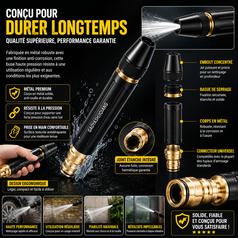 💧 Pistolet à eau haute pression – idéal pour laver la voiture et jardiner, pression 10 fois supérieure, plusieurs modes ⚡