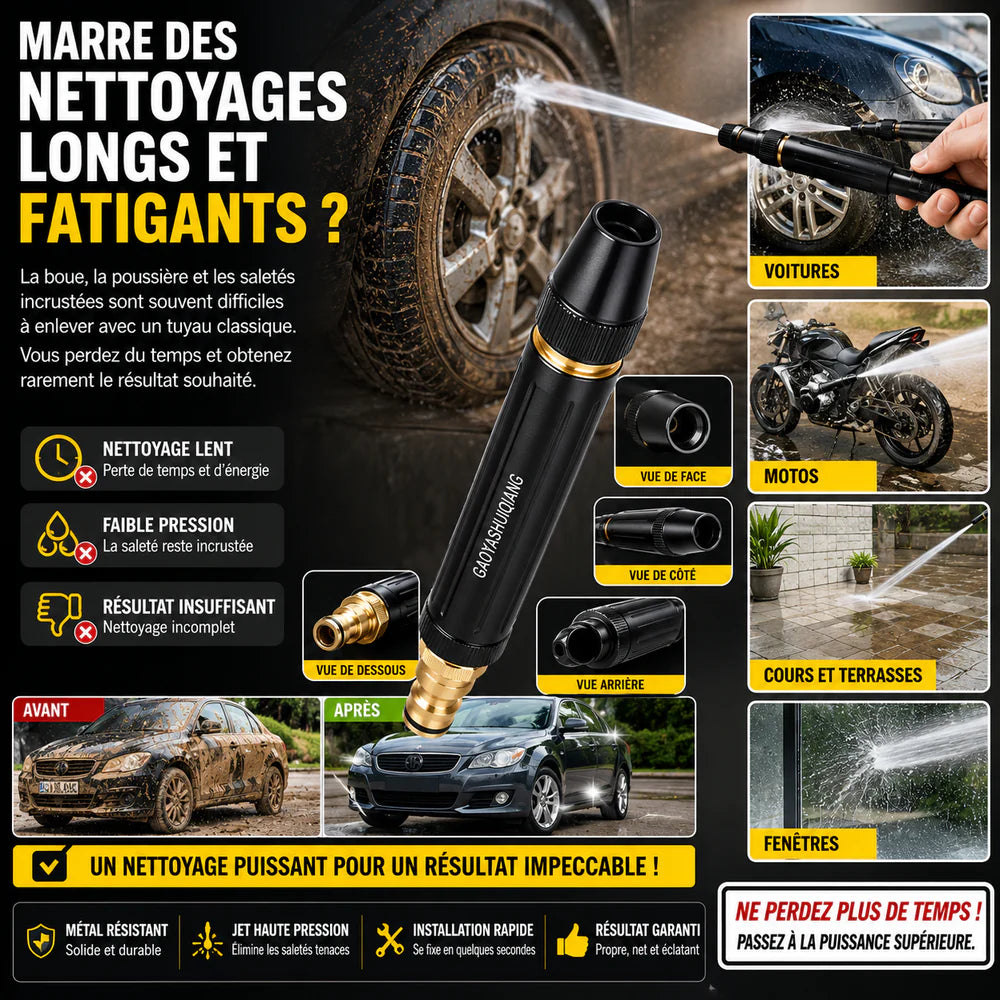 💧 Pistolet à eau haute pression – idéal pour laver la voiture et jardiner, pression 10 fois supérieure, plusieurs modes ⚡