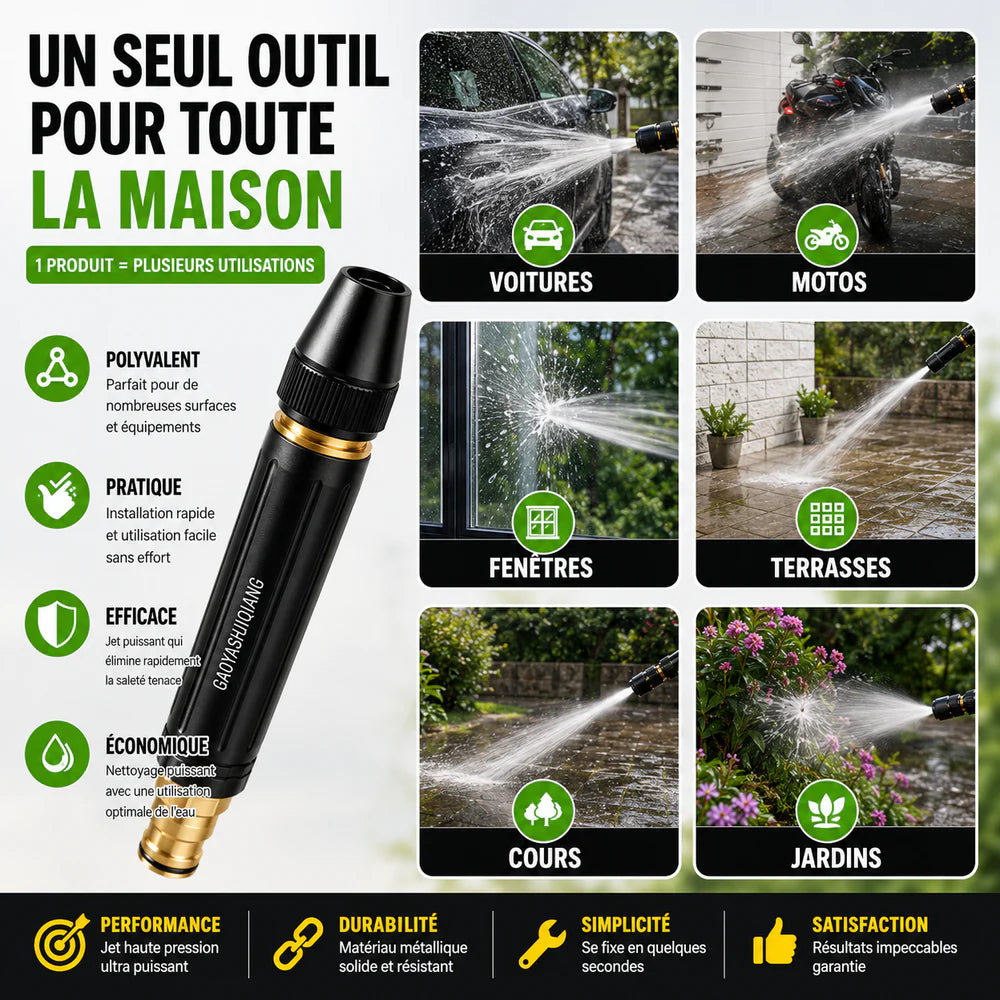 💧 Pistolet à eau haute pression – idéal pour laver la voiture et jardiner, pression 10 fois supérieure, plusieurs modes ⚡