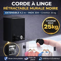 Corde a Linge Retractable avec câble en Acier - Etendoir Linge Interieur Mural Robuste et Discret